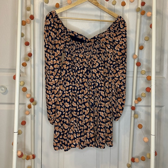 🫎ABERCROMBIE Long Sleeve Babydoll Mini Dress in Floral Print - Picture 8 of 11